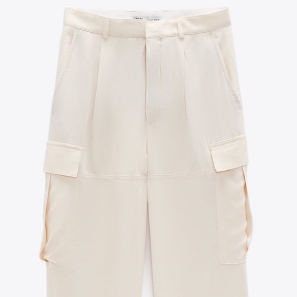 ZARA BNWT Flowy High-waisted Cargo Pants with Front Pockets - Picture 5 of 7